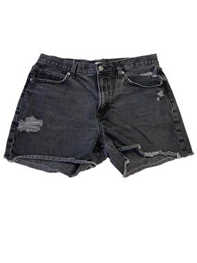 Old Navy High Rise OG Straight Black Cut Off Jean Shorts Women’s 12 Inseam 4"